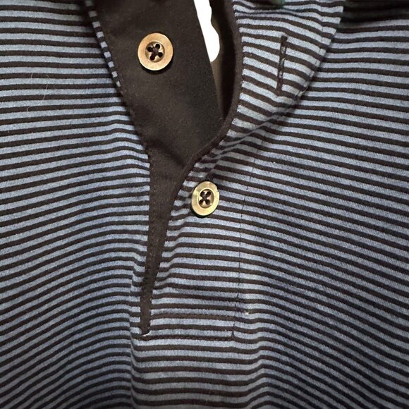 Marbas Men’s Large Polo Shirt Blue Striped Cotton Collared Casual Golf Italy - Picture 7 of 12